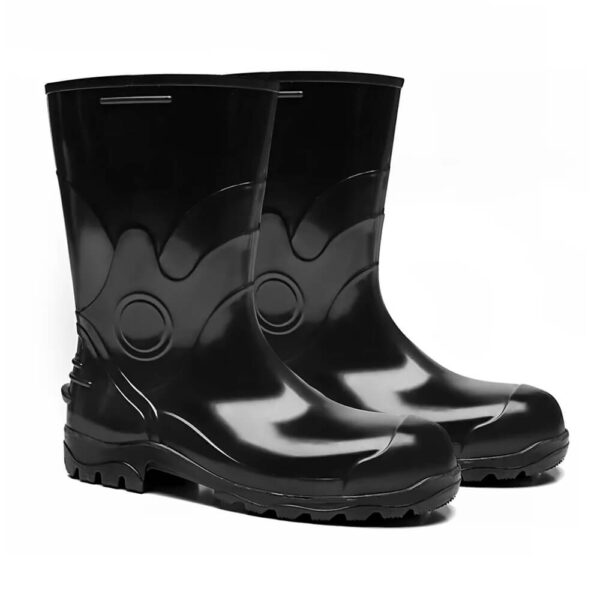 Bota de Pvc Bico de Aço Preta Cano Médio