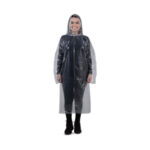 Capa de Chuva Descartável Polietileno Transparente com Capuz-2