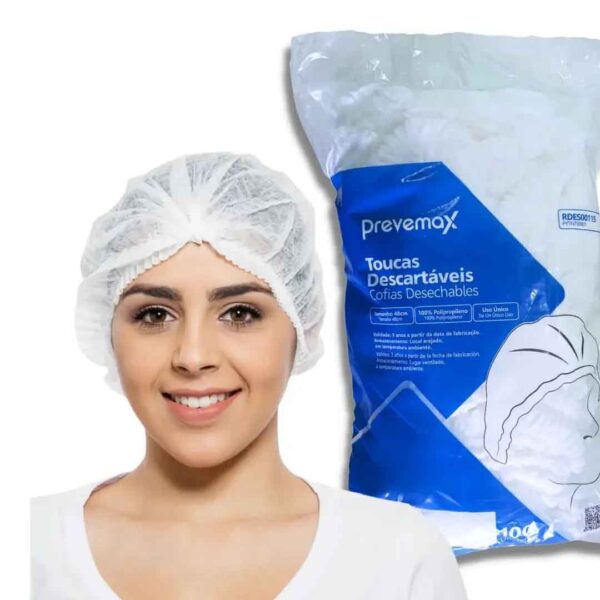Touca Descartável de TNT Branca com Elástico
